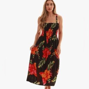 Just Love Red and Orange Smocked Maxi Sundress